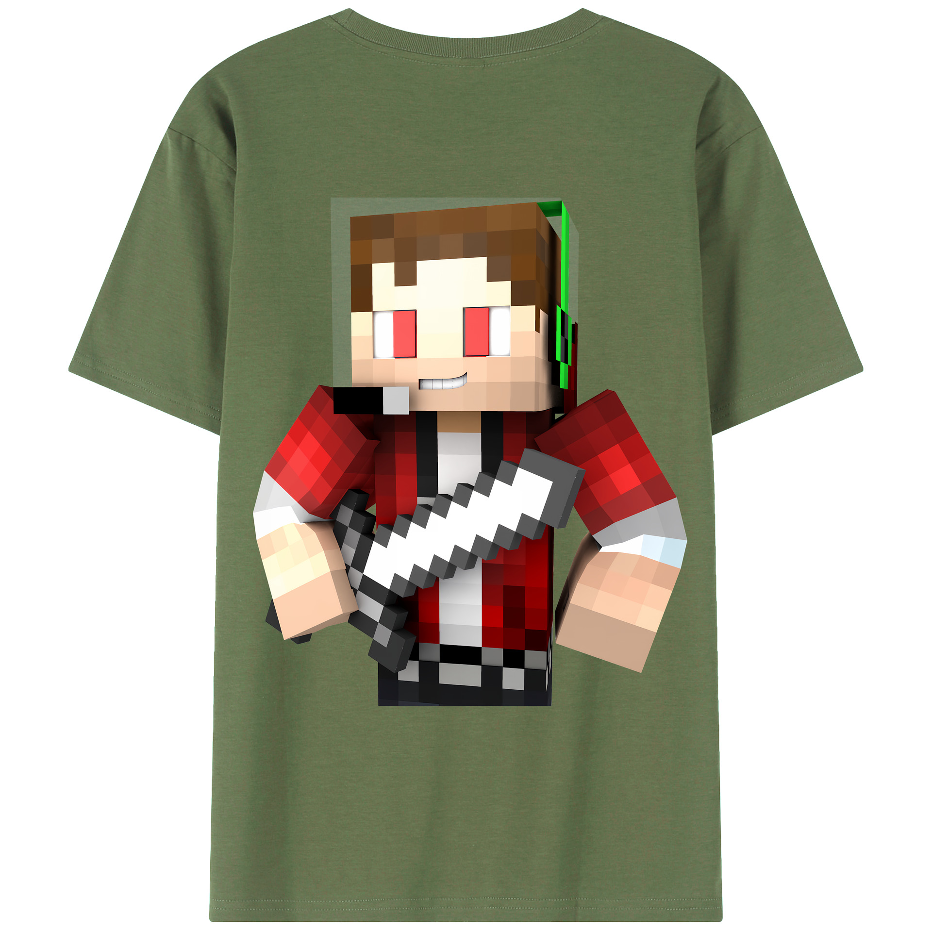 （画像用） マインクラフト ブロックの世界 Minecraft MC Block world 綿100％ メンズ半袖Tシャツ（バックプリント） 通気性